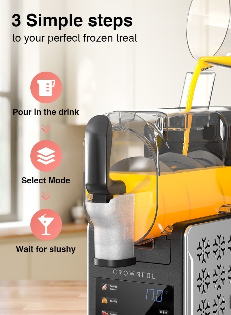 CROWNFUL Slushie Machine, Slushy Maker for Home, 3L Large Capacity Ice-Free Frozen Drink Maker, with Touch Screen, 6 Presets for Soft Ice Cream, Frappe, Milkshake & Frozen Juice, Easy Clean - Image 4